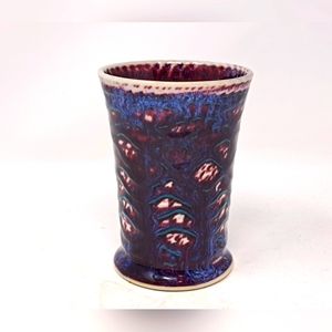 Ceramic Cup? Vase? With Gorgeous Blue Red White Glaze